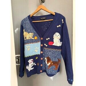All points size small sm vintage 90’s dog blue sweater Cardigan